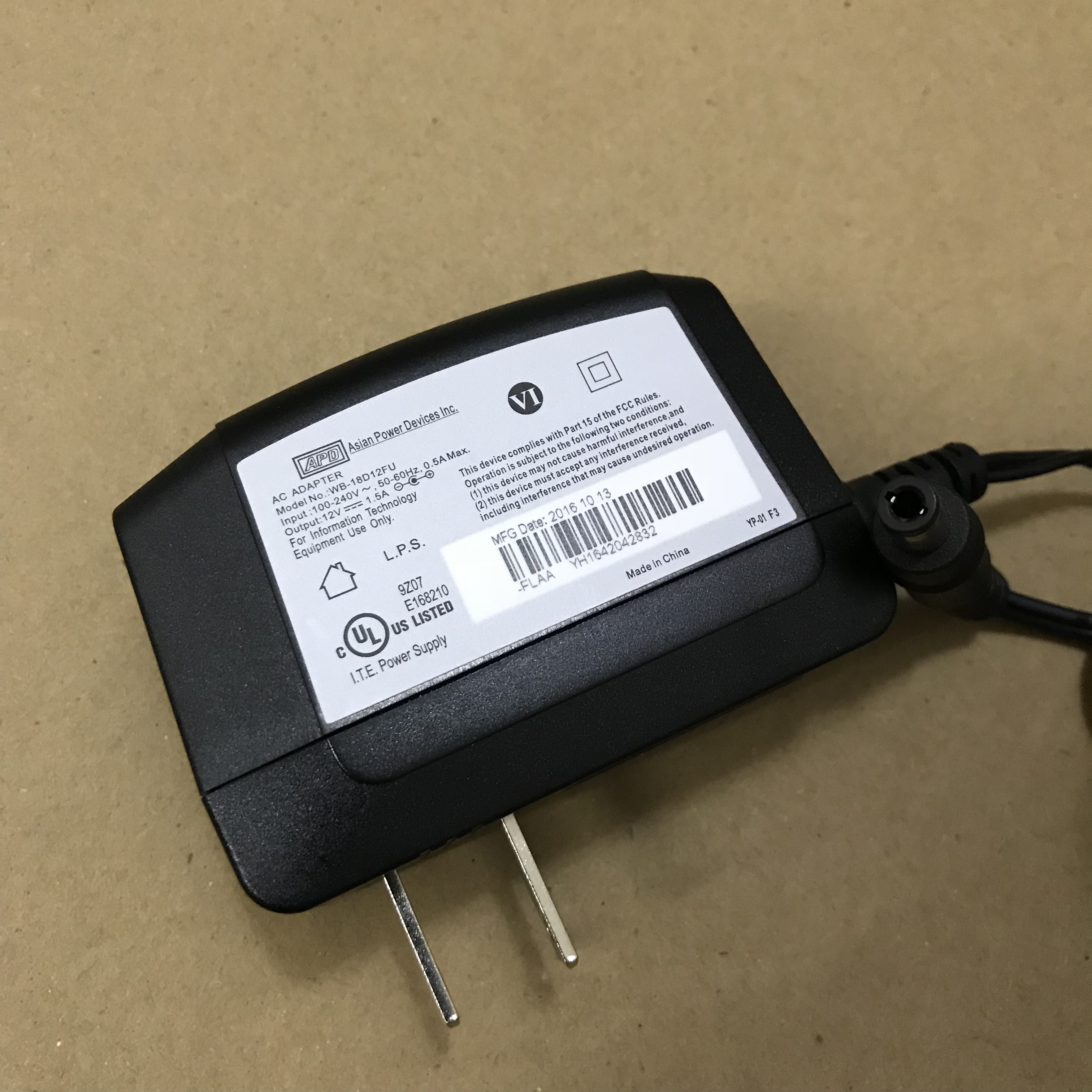 *Brand NEW*APD 12V1.5A /12V2A WB-18D12FU AC DC Adapter POWER SUPPLY